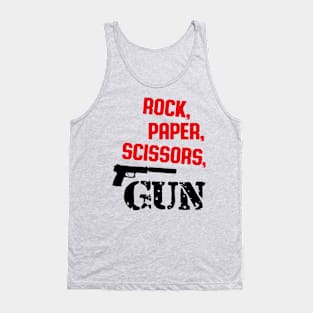 Rock, Paper, Scissors, Gun (Red) Tank Top